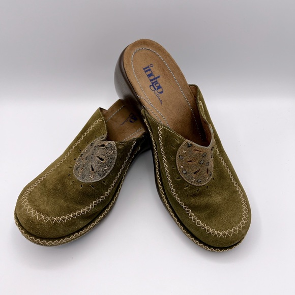 Indigo by Clark’s Women’s Suede Leather Boho Style Clogs Style & Confort Size 6M - Picture 1 of 11